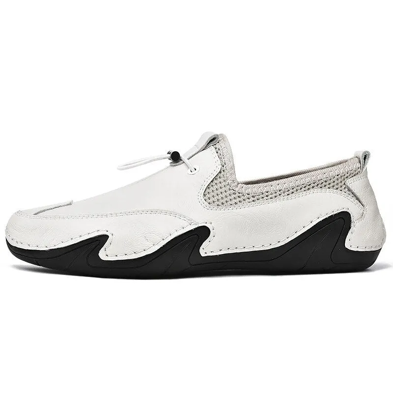 New Men's Shoes Breathable Genuine Leather Shoes Men Casual Shoes Loafers Fashion Handmade Driving Shoes Slip-On Soft Moccasins